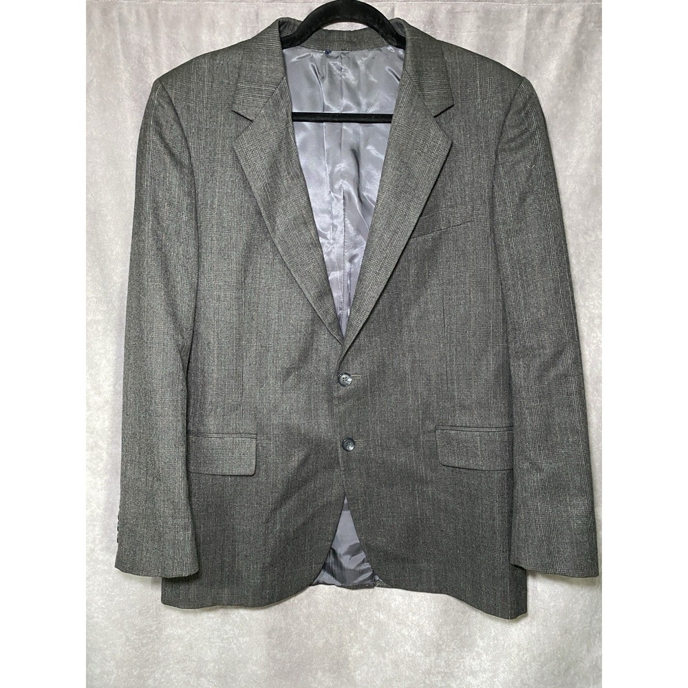 Dellacort Dillards Pure Wool Heather Grey Tweed Blazer Men‎ 40R Vintage Blazer